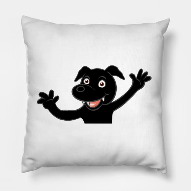 labrador retriever black waving Pillow by Wanderingangel