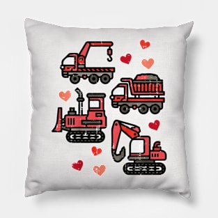 Kids Valentines Day Construction Trucks Funny Boys Kids Toddler Pillow