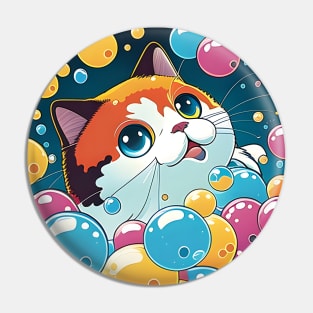 Cute Bubble Cat Kawaii Meme Lover - Colorful Cat Kitten Pin