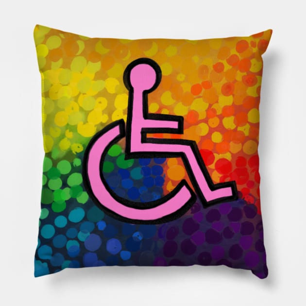 Rainbow Wheelchair Accessibility Pillow by annieelainey