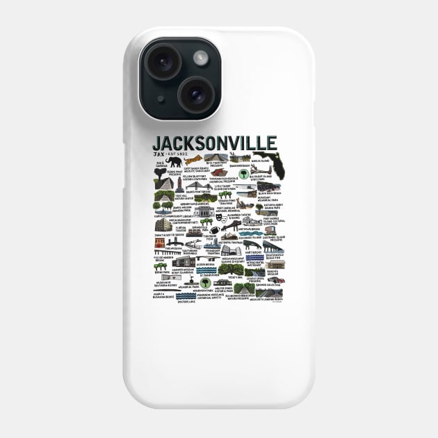 Jacksonville Florida Map Phone Case by fiberandgloss