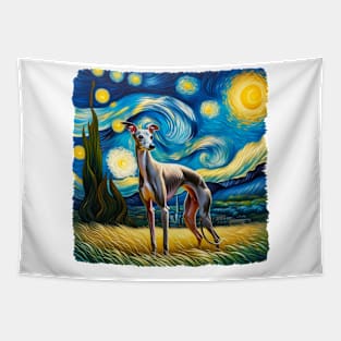 Starry Italian Greyhound Dog Portrait - Pet Portrait Tapestry