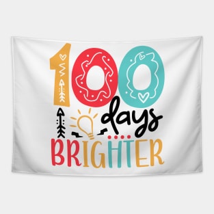 100 Days Brighter 100 days of School gift for Teacher Kids Tapestry