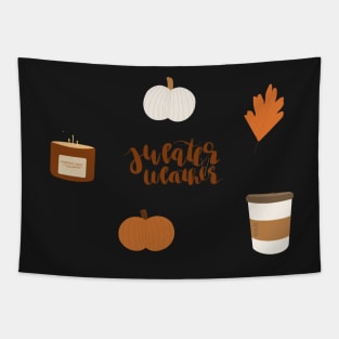 fall illustration pack with pumpkins, coffee, and leaves for autumn Tapestry