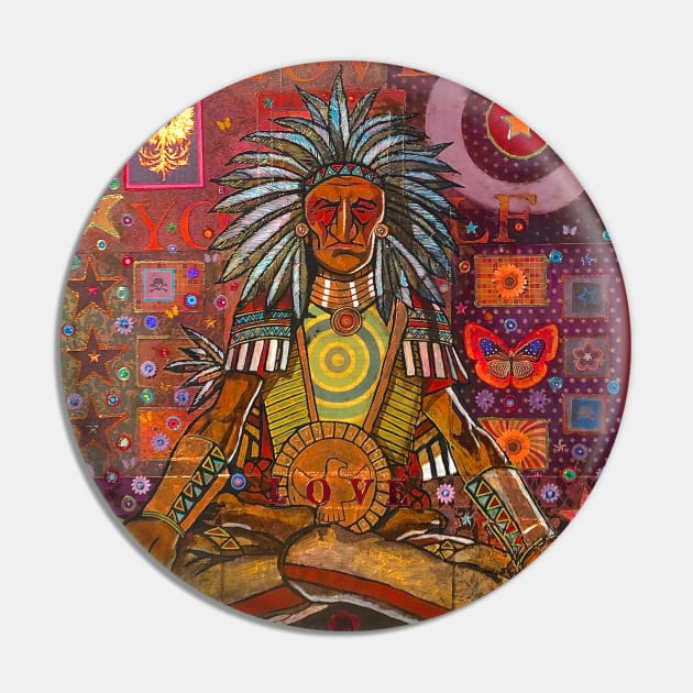 Meditating Indian Chief Pin by Raybomusic01