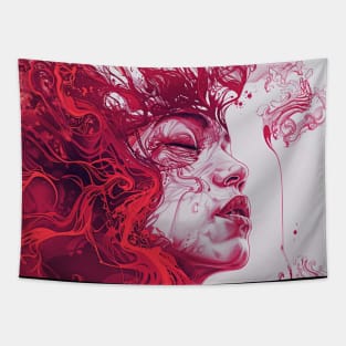 Pink Retrowave Abstract Girl Tapestry