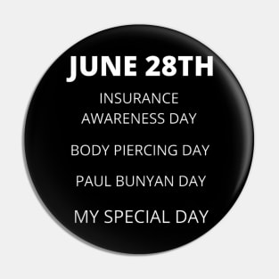 June 28th birthday, special day and the other holidays of the day. Pin