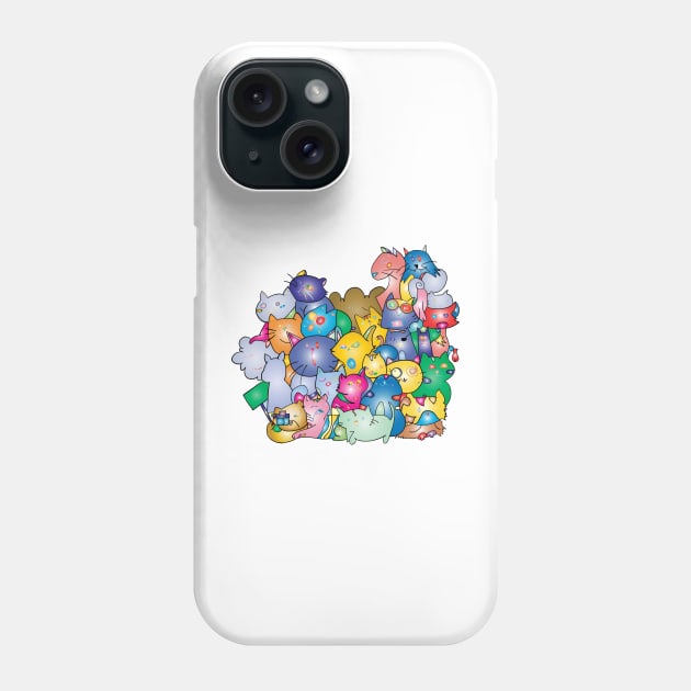 Colourful cats Phone Case by Montanescu