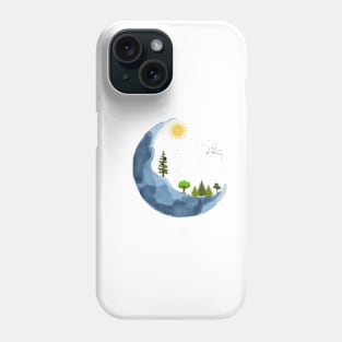 How beautiful is nature, the moon with the birds, with the sun with the trees Phone Case