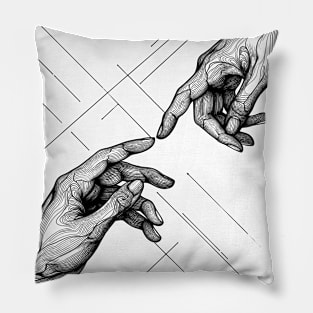 Two hands in contact Pillow