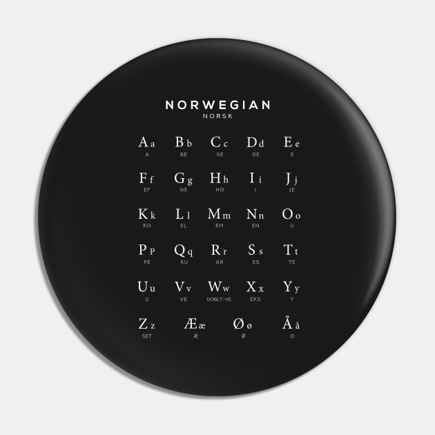 Norwegian Alphabet Chart Norway Language Chart Black Norwegian Pin Teepublic 9495