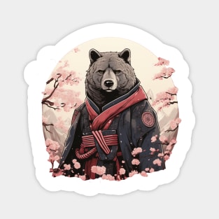 Japanese Bear Samurai Portrait Magnet