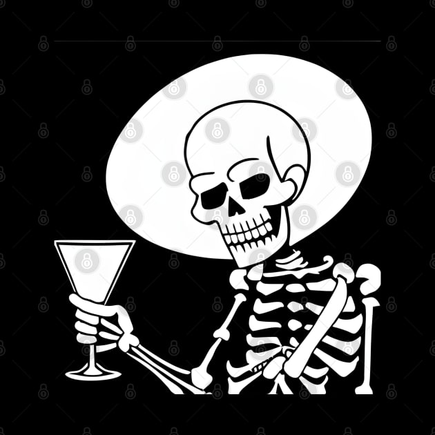 Skeleton with martini cheers cocktail by Flawless Designs