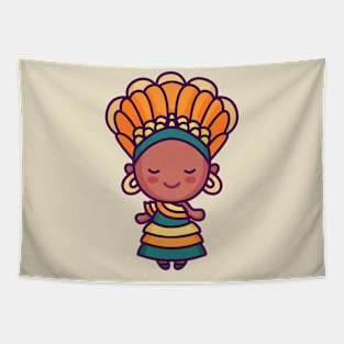 Cute Traditional Brazilian Woman with Headdress Tapestry