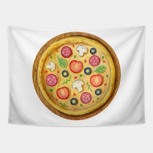 Pizza Dish Watercolor Tapestry