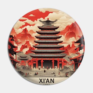 Xian China Vintage Poster Tourism Pin