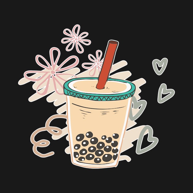 Flower Bubble Tea Love - Anime Kawaii Bubble Tea by Huschild