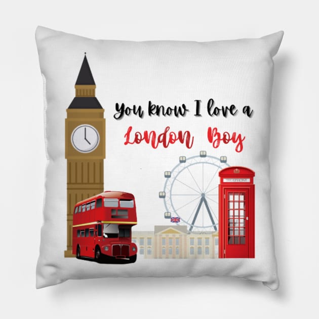 I love a london boy Pillow by Crafted corner