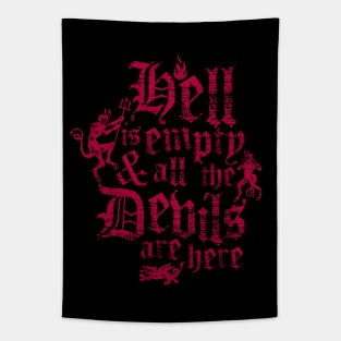 Hell is Empty -Tempest Vintage Distressed Gothic Shakespeare Quote Tapestry