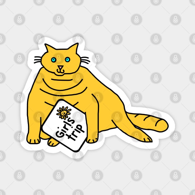 Fat Yellow Cat goes on Girls Trip Magnet by ellenhenryart