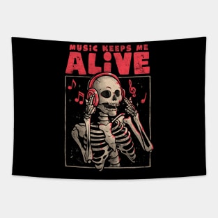 Music Keeps Me Alive - Dead Skull Evil Gift Tapestry