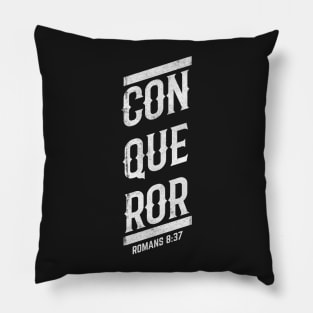 Conqueror Romans 8:37 Christian Warrior (Distressed) T-Shirt Pillow