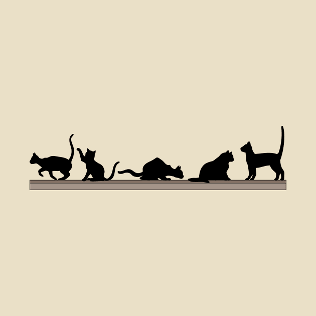 Playful Cats on a Shelf by Alpenglow Workshop