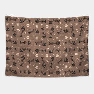 Fish Bone Neutral Pattern Tapestry