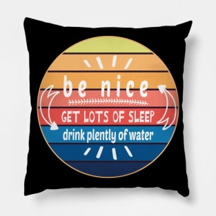Be Nice Get Lots Of Sleep  Drink Plenty Of Water Pillow