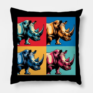Colorful River Giant: Pop Art Hippopotamus Extravaganza Pillow