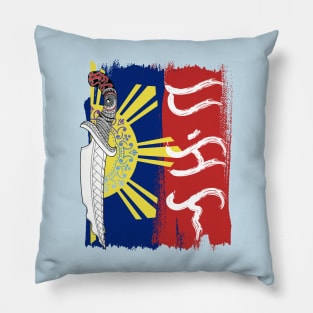 Philippine Flag / Tribal line Art Knife / Baybayin word Dakila (Great / Memorable) Pillow