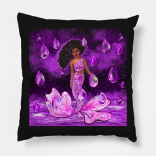 Mermaid in the rain, mermaid among raindrops falling into Water Pillow