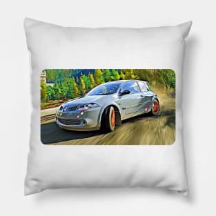 Renault Megane RS Cartoon Drawing Action Print Pillow