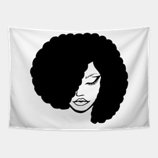 black and white afro art woman simple art Tapestry