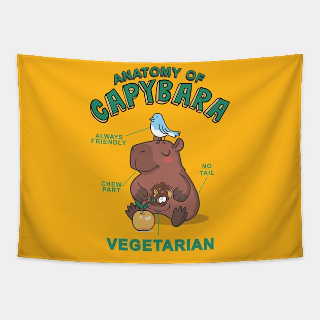 Friendly Capybara Vegetarian Tapestry by dnacreativedesign