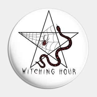 The Witching Hour Pentagram with Snake and Spider Pin