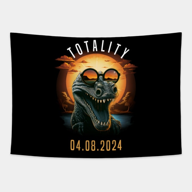 Totality 04.08.24 Crocodile Sunglasses Solar Eclipse 2024 Tapestry by Ai Wanderer