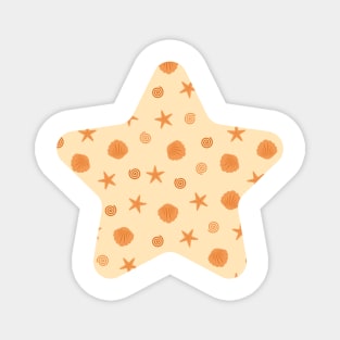 Orange seashell and starfish pattern Magnet