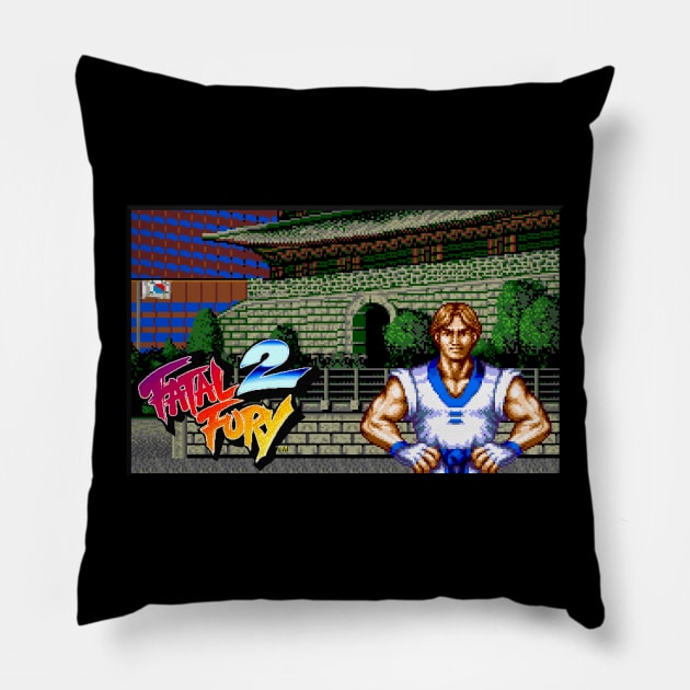 Kim Kaphwan - Fatal Fury 2 Pillow by retroworldkorea