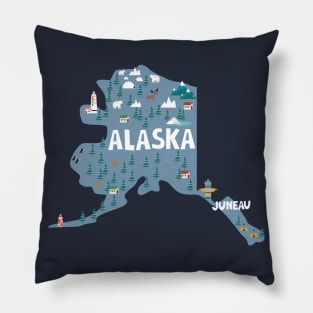 Alaska illustrated map Pillow