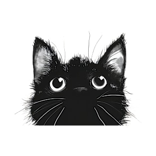 Black cat staring T-Shirt