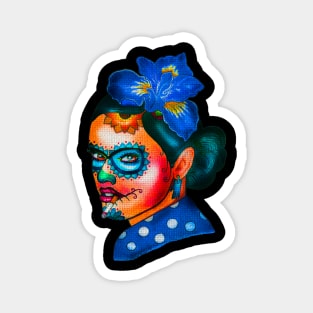 Dia De Los Muertos Skull Girl with Roses Magnet