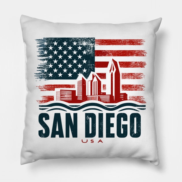 San Diego Pillow by Vehicles-Art