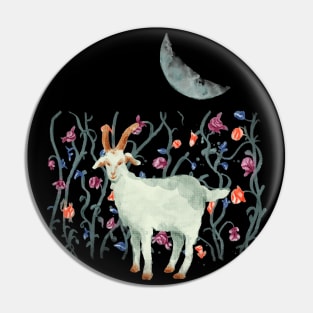 Funny goat among the flowers Pin