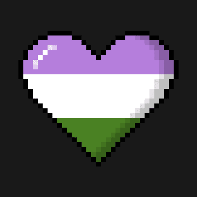 Genderqueer Pride Pixel Heart by wheedesign