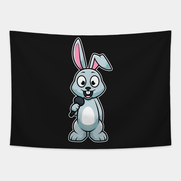 Rabbit Sing Karaoke Kids Kawaii Neko Anime design Tapestry by theodoros20