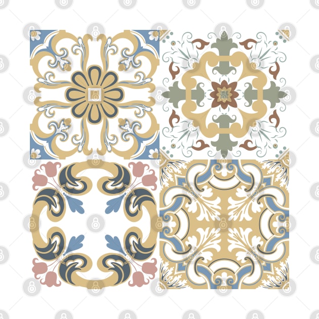 Vector set of Portuguese tiles patterns. Collection of colored patterns for design and fashion. by AnaMOMarques