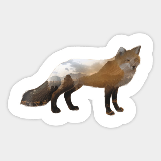 Fox Double Exposure Landscape Style Gift Idea