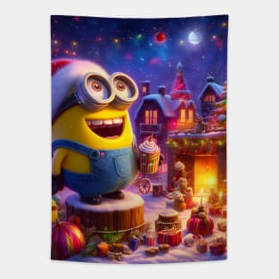 Merry Minions: Festive Christmas Art Prints Featuring Whimsical Minion Designs for a Joyful Holiday Celebration! Tapestry