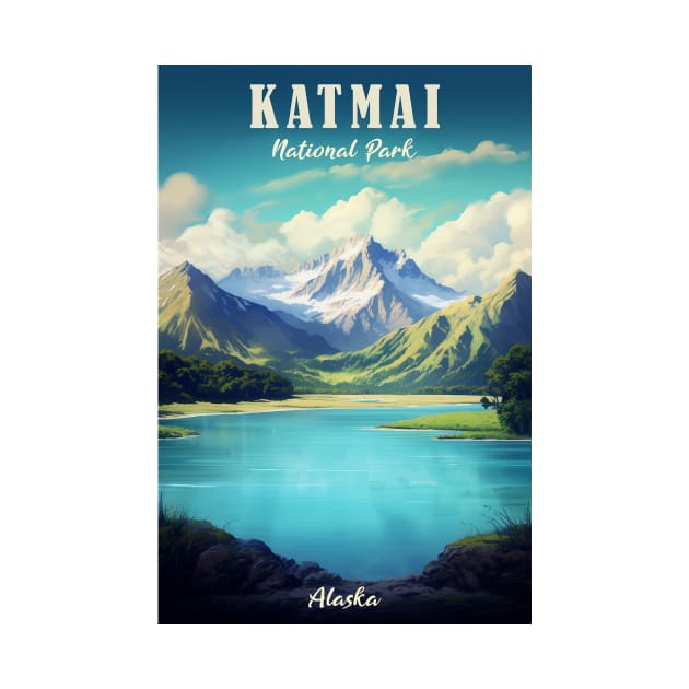 Katmai National Park Travel Poster by GreenMary Design